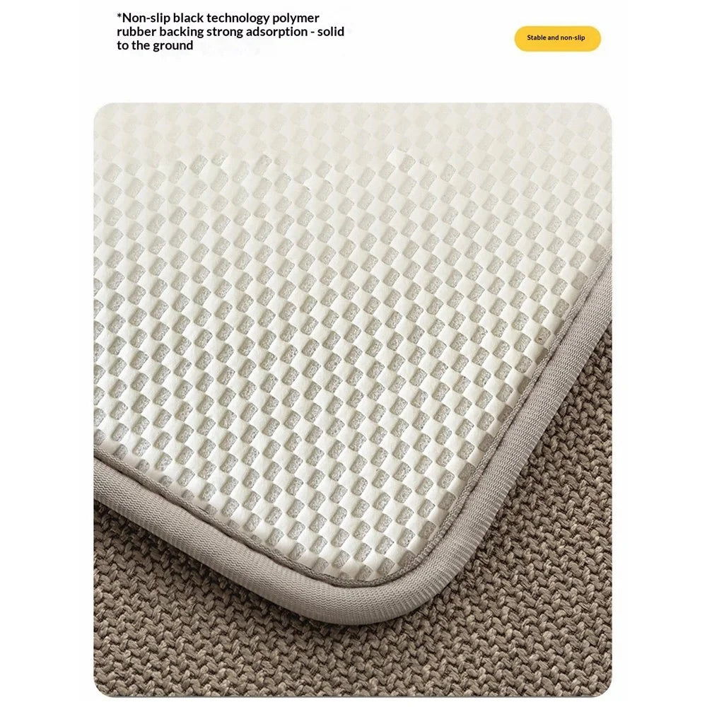 40 x 60cm Bathroom Mat Imitation Linen Woven Texture Memory Foam Non-Slip Absorbent Bath Rug - Khaki - 6