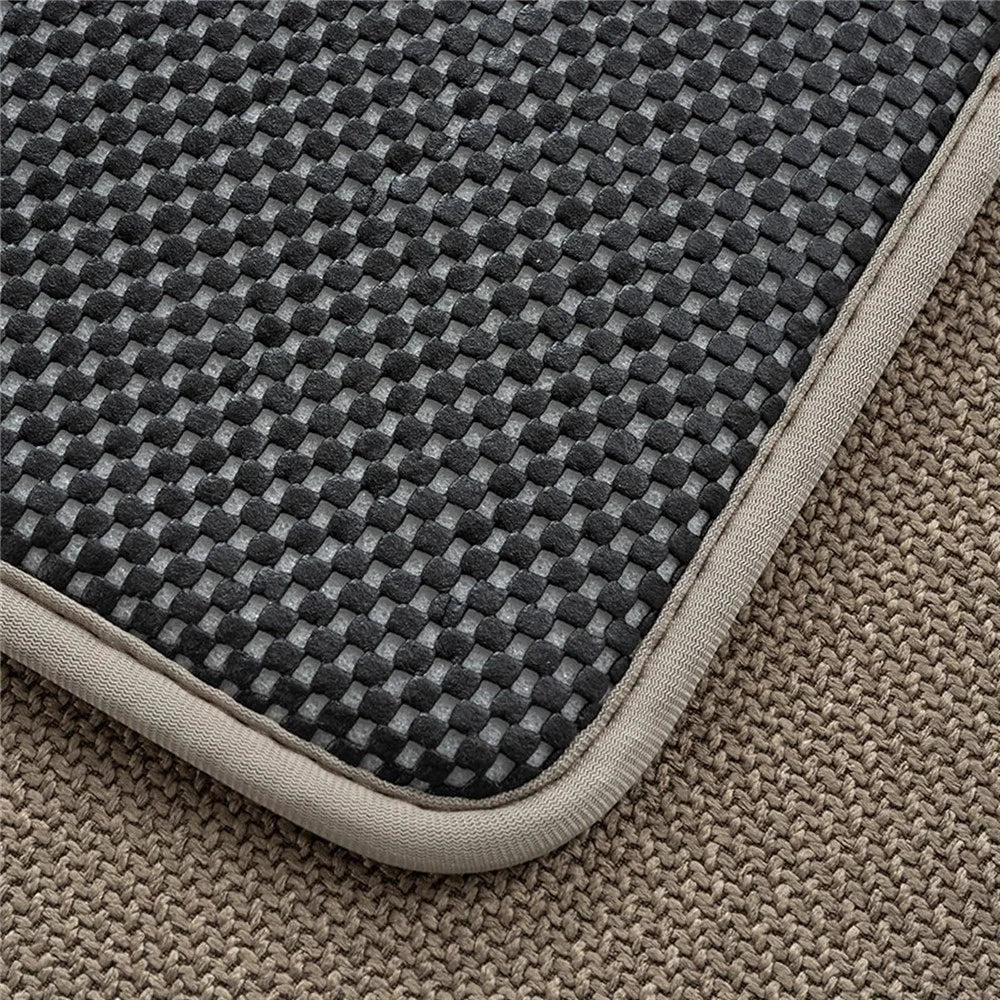 40 x 60cm Bathroom Mat Imitation Linen Woven Texture Memory Foam Non-Slip Absorbent Bath Rug - Khaki - 7