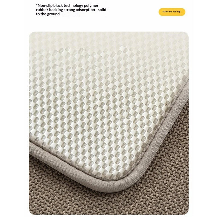 60 x 90cm Bathroom Mat Imitation Linen Woven Texture Memory Foam Non-Slip Absorbent Bath Rug - Khaki - 6