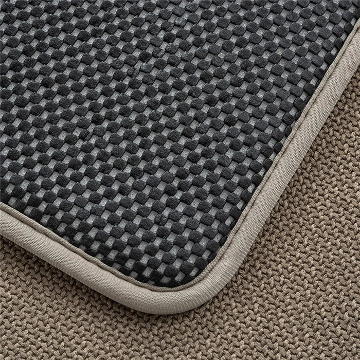 60 x 90cm Bathroom Mat Imitation Linen Woven Texture Memory Foam Non-Slip Absorbent Bath Rug - Khaki - 7