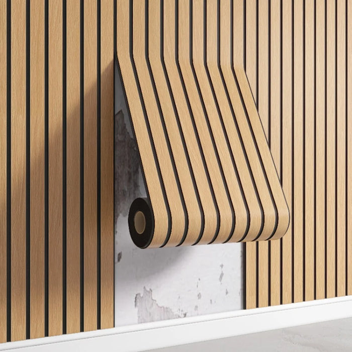 40 x 300cm 3D Grille Wood Grain Wall Sticker Self Adhesive Waterproof PVC Wallpaper for Bedroom Living Room - GS001 - 5