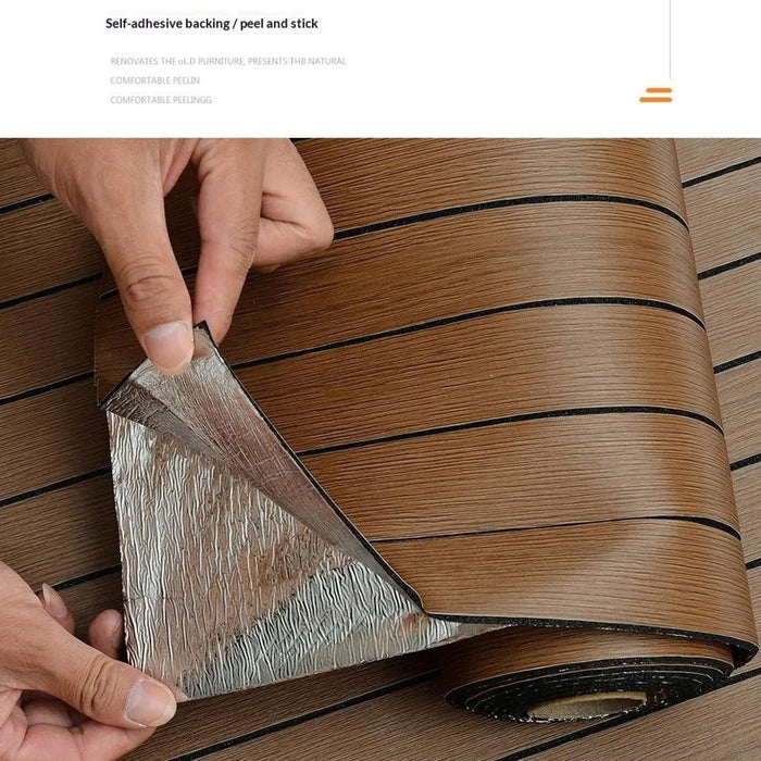 40 x 300cm 3D Grille Wood Grain Wall Sticker Self Adhesive Waterproof PVC Wallpaper for Bedroom Living Room - GS001 - 7