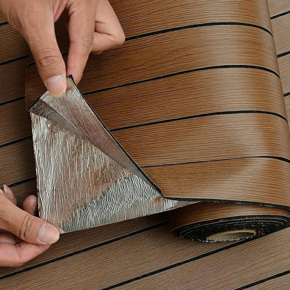 60 x 300cm 3D Grille Wood Grain Wall Sticker Self Adhesive Waterproof PVC Wallpaper for Bedroom Living Room - GS001 - 3