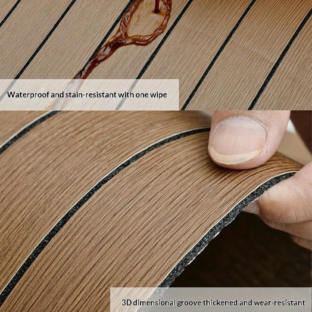60 x 300cm 3D Grille Wood Grain Wall Sticker Self Adhesive Waterproof PVC Wallpaper for Bedroom Living Room - GS001 - 5