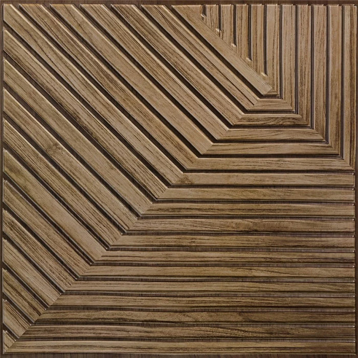 10Pcs 50 x 50cm 3D Wood Grain PVC Wallpaper Self-Adhesive Wall Sticker for Office Meeting Room Background Decor - T049-1 - 2