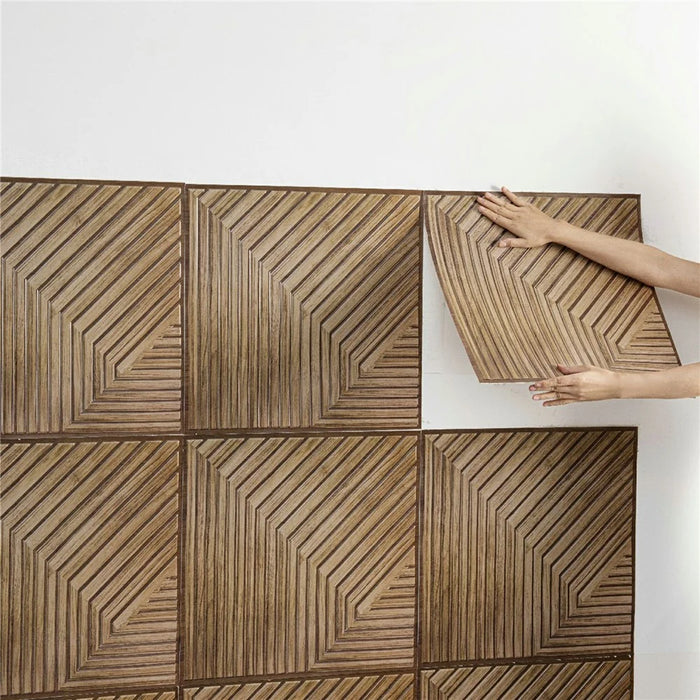 10Pcs 50 x 50cm 3D Wood Grain PVC Wallpaper Self-Adhesive Wall Sticker for Office Meeting Room Background Decor - T049-1 - 4