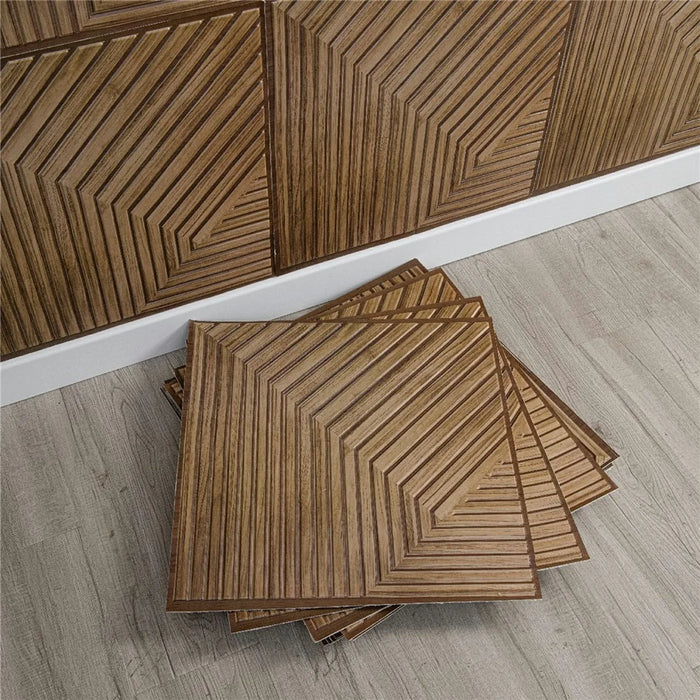 10Pcs 50 x 50cm 3D Wood Grain PVC Wallpaper Self-Adhesive Wall Sticker for Office Meeting Room Background Decor - T049-1 - 6