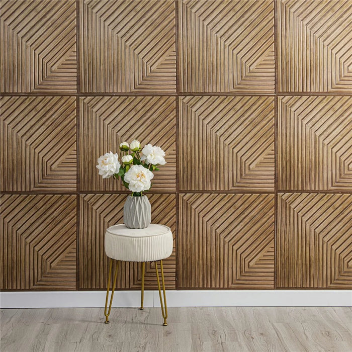 10Pcs 50 x 50cm 3D Wood Grain PVC Wallpaper Self-Adhesive Wall Sticker for Office Meeting Room Background Decor - T049-1 - 7