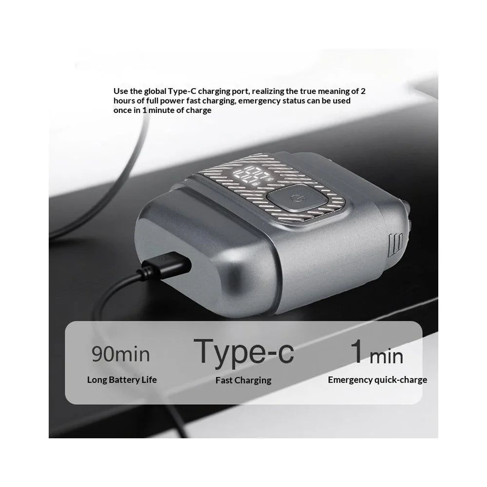 Mini Reciprocating Electric Razor Mens Shaver 3-Blade IPX6 Waterproof LED Display Travel Lock - Grey - 4