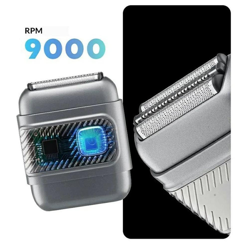 Mini Reciprocating Electric Razor Mens Shaver 3-Blade IPX6 Waterproof LED Display Travel Lock - Grey - 5