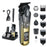 6-in-1 Electric Hair Clipper Set Multi-Function Grooming Kit IPX6 Waterproof LCD Display 1400mAh for Beard Trimming - Gold - 1