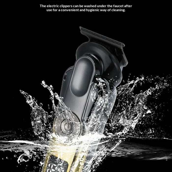 6-in-1 Electric Hair Clipper Set Multi-Function Grooming Kit IPX6 Waterproof LCD Display 1400mAh for Beard Trimming - Gold - 5