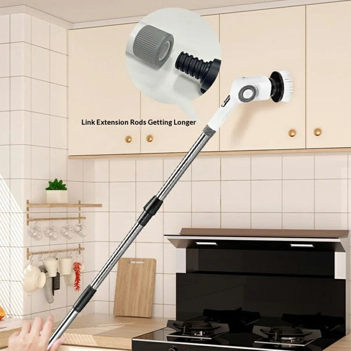 L-0275 7-in-1 Multi-function Electric Cleaning Brush Cordless Handheld Rotating Extendable Scrubber - Black - 2
