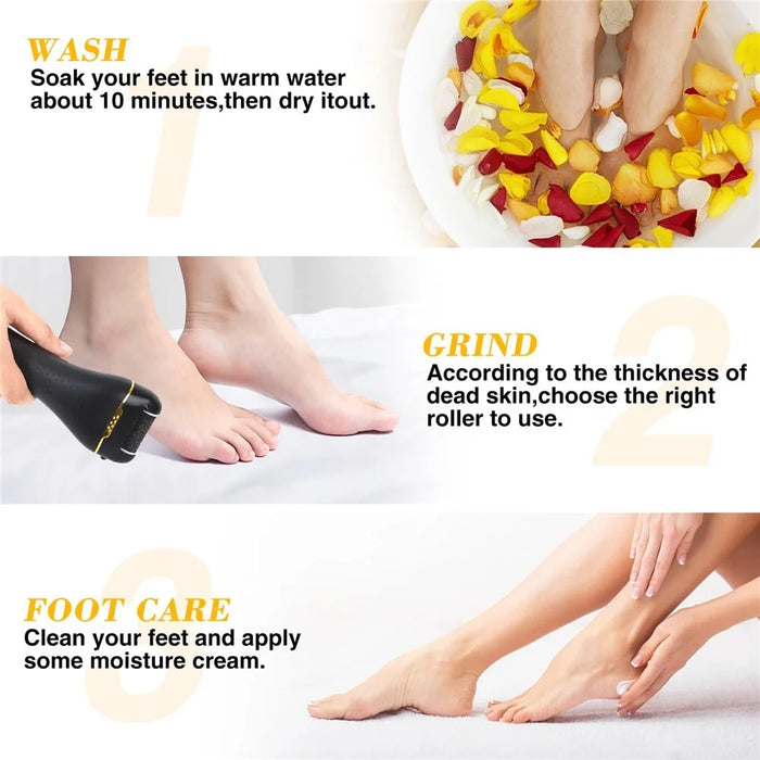 2-Speed Adjustable Electric Callus Remover IPX6 Waterproof LCD Display Foot Grinder Tool Kit Set - Black - 3