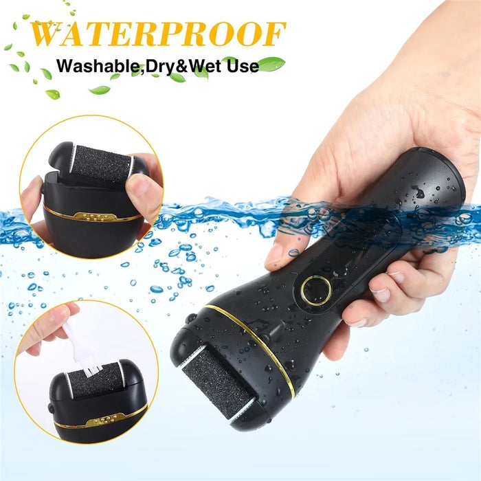 2-Speed Adjustable Electric Callus Remover IPX6 Waterproof LCD Display Foot Grinder Tool Kit Set - Black - 4
