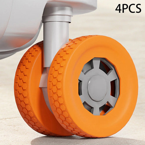 4Pcs Luggage Wheel Protectors Silicone Caster Cover for 48-50mm Suitcase Furniture Chair Non-slip Noise Reducing Universal Protective Sleeve - Orange - 1