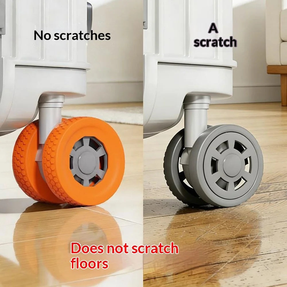4Pcs Luggage Wheel Protectors Silicone Caster Cover for 50-55mm Suitcase Furniture Chair Non-slip Noise Reducing Universal Protective Sleeve - Orange - 3