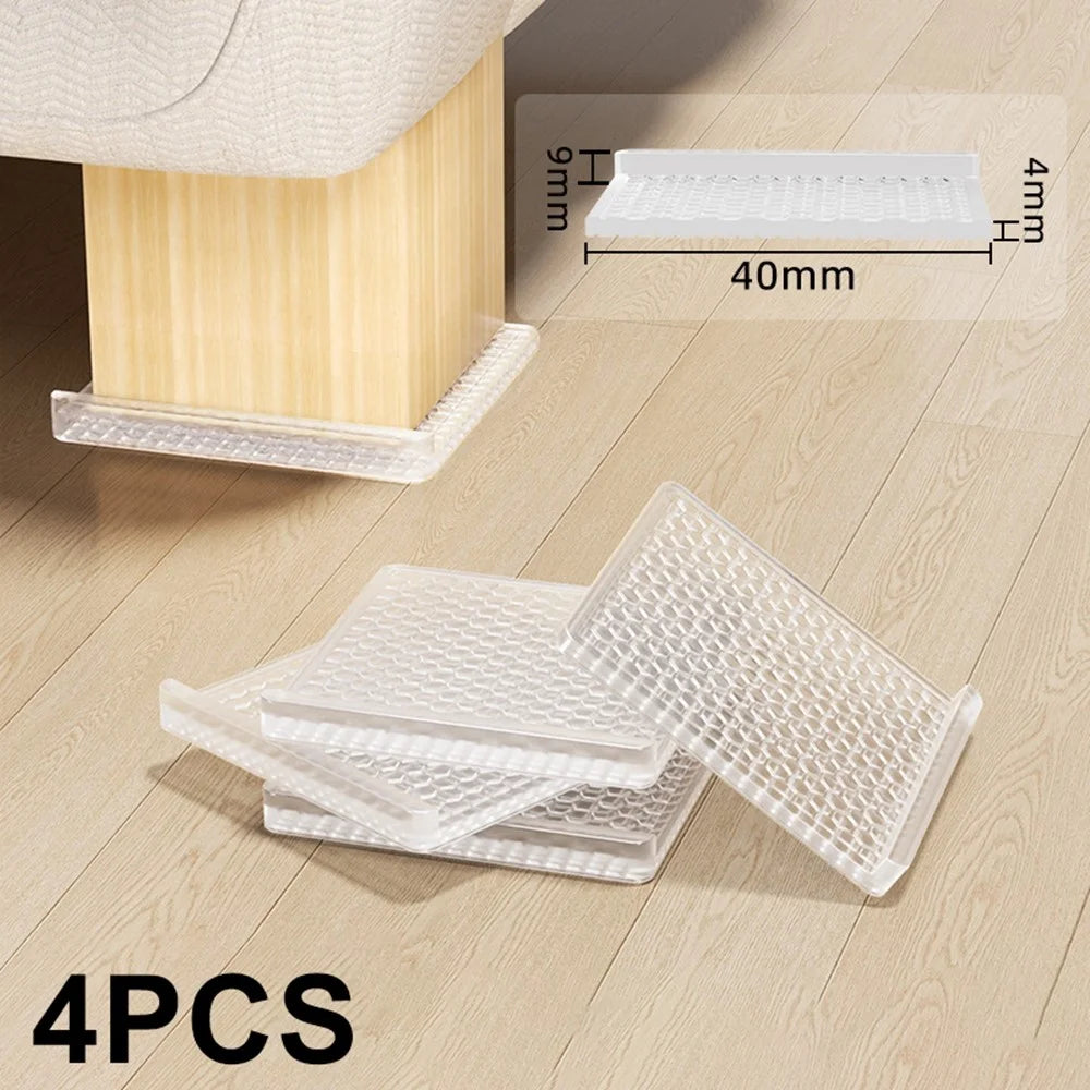 4Pcs 40x40mm Square Silicone Furniture Pads Anti-Slip Table Chair Sofa Leg Protectors for Floor Protection - 1