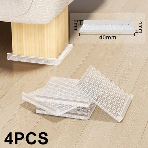 4Pcs 40x40mm Square Silicone Furniture Pads Anti-Slip Table Chair Sofa Leg Protectors for Floor Protection - 1