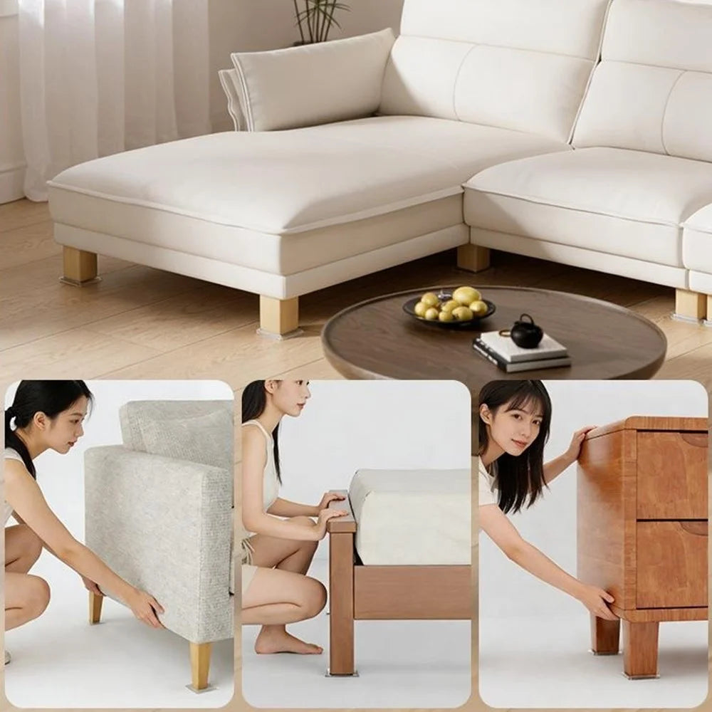 4Pcs 40x40mm Square Silicone Furniture Pads Anti-Slip Table Chair Sofa Leg Protectors for Floor Protection - 4