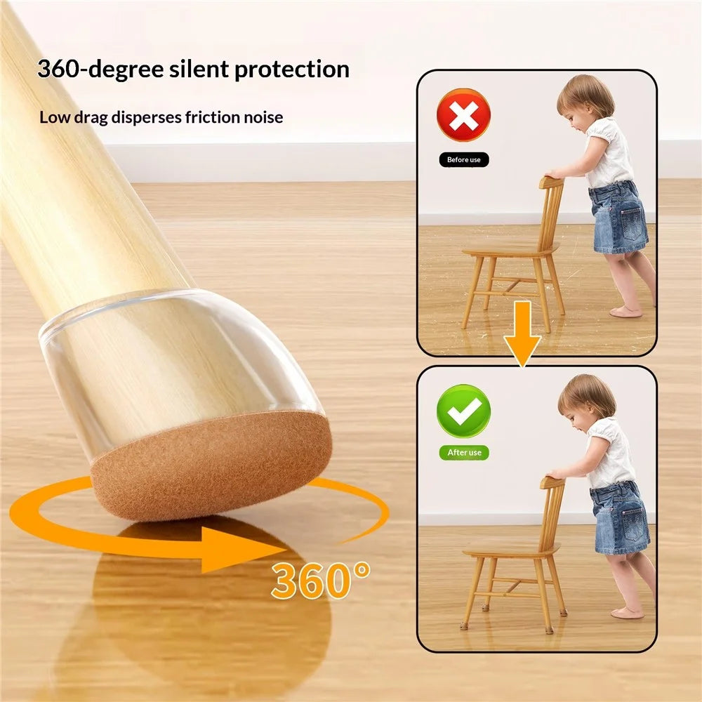 8Pcs 26-33mm Chair Leg Caps Universal Silent Furniture Feet Protectors TPE Felt for Table Chair - 4