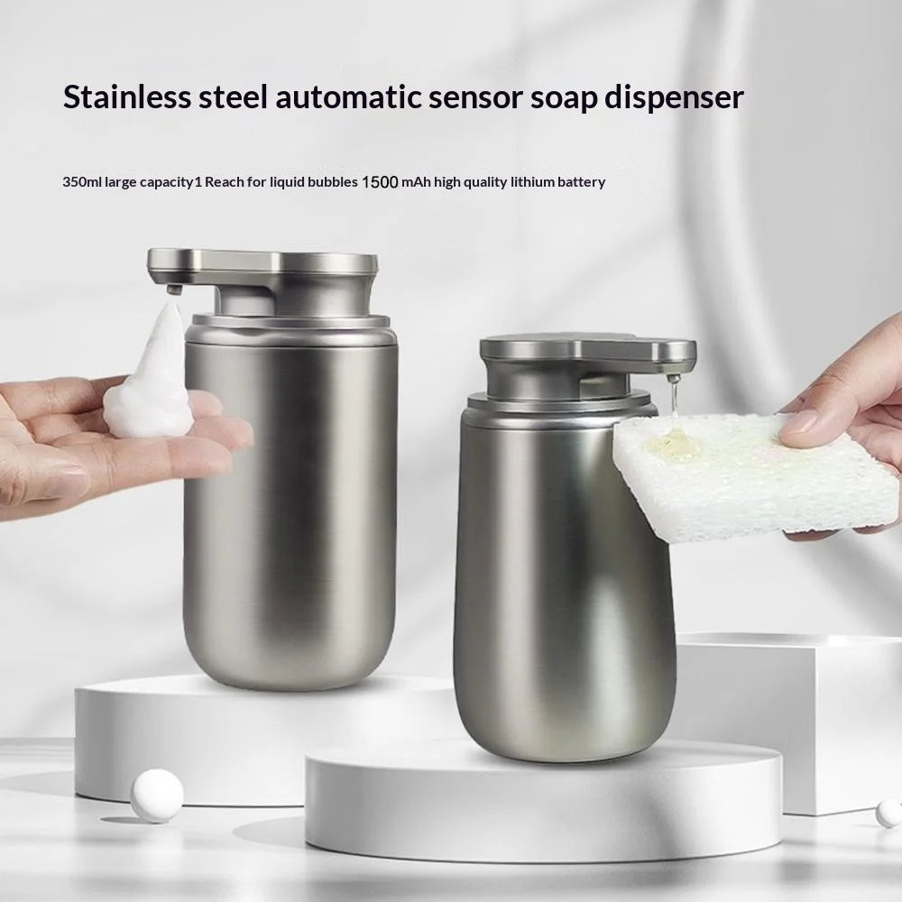 Stainless Steel Automatic Soap Dispenser 350ML Touchless Sensor Hand Sanitizer for Kitchen Bathroom - Cone Liquid - 7