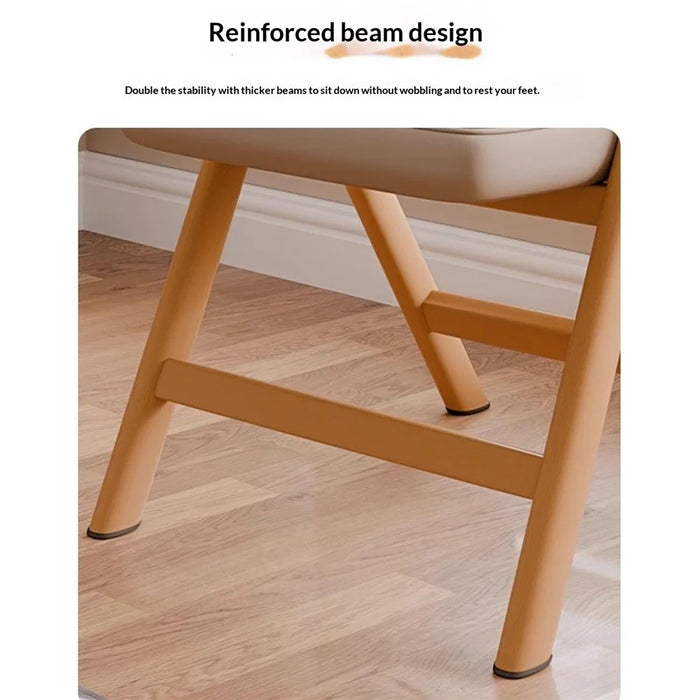 Foldable Chair Wood Frame Padded Seat Backrest Triangular Support for Home Dining - Coffee Pads  /  Natural Wood Color Frame - 5