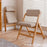 Foldable Chair Wood Frame Padded Seat Backrest Triangular Support for Home Dining - Coffee Pads  /  Natural Wood Color Frame - 7