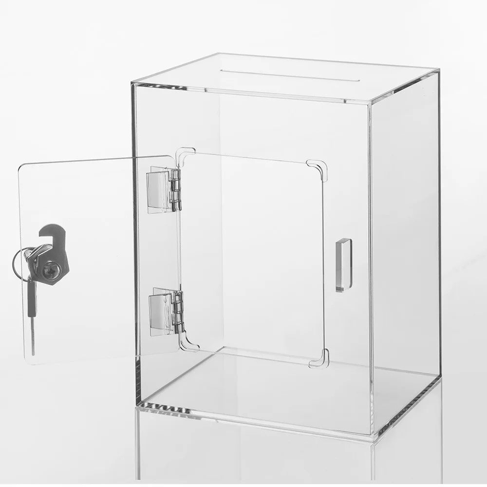Clear Rectangular Money Box Acrylic Piggy Bank with Lock Key Saving Bank for Adult Kids - Transparent - 3