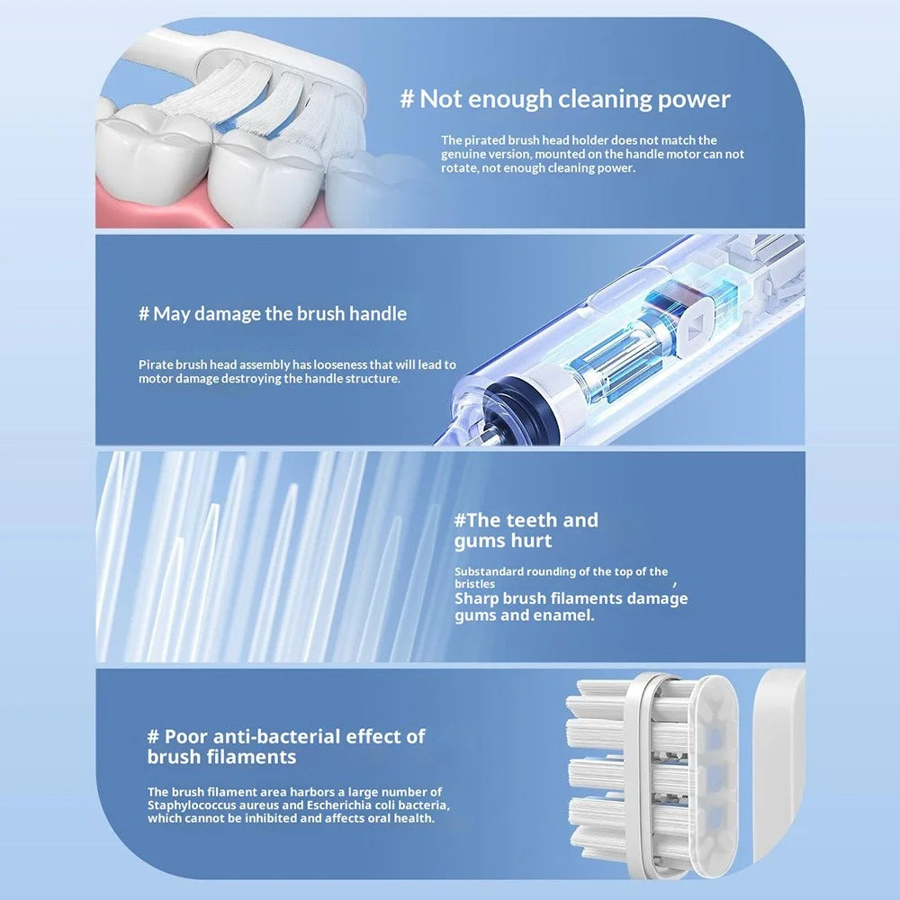 XIAOMI MIJIA 3Pcs For Xiaomi Mijia T301 / T302 Sonic Electric Toothbrush Soft Bristle Replacement Brush Heads, Standard Type (Chinese Version) - Blue - 2