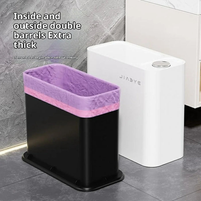 16L Large Capacity Narrow Trash Can with Lid One-Touch Button Space Saving Garbage Bin for Kitchen Bathroom - Grey - 3