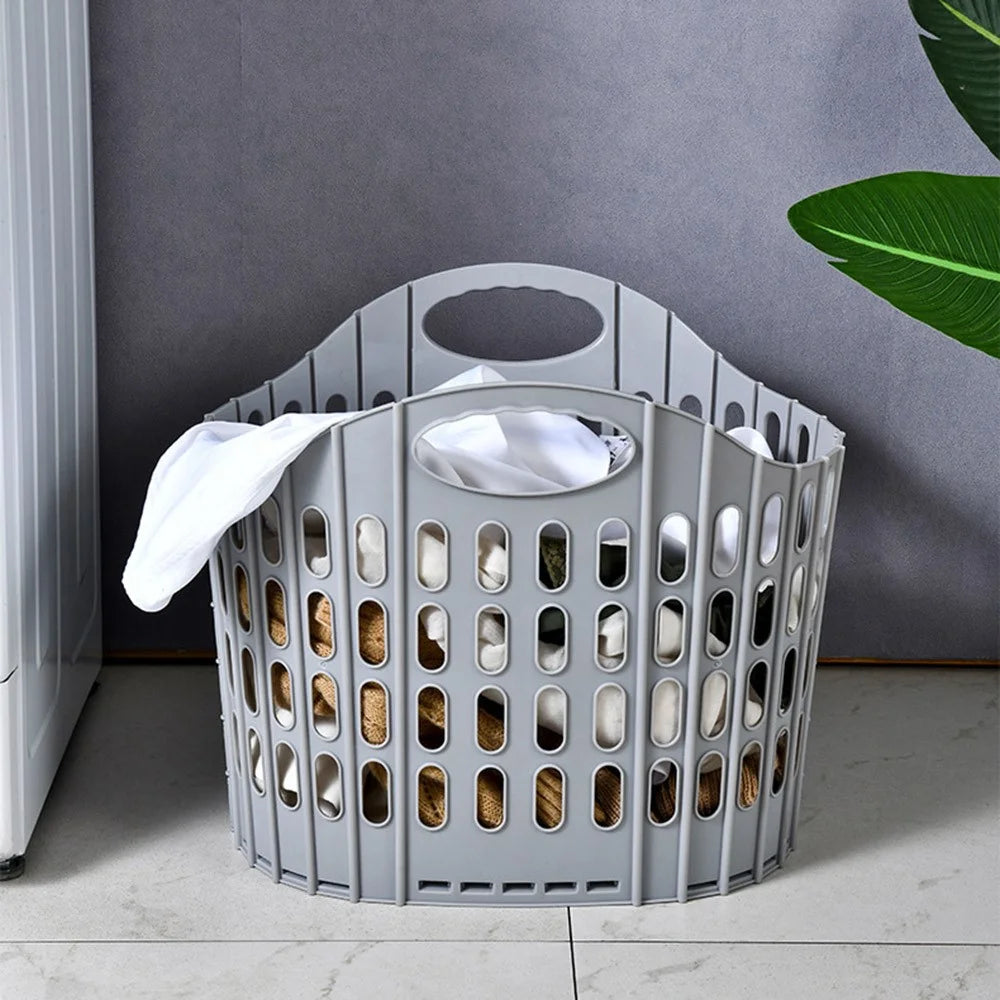 29x20x32cm Foldable Laundry Basket Bathroom Dirty Clothes Wall Mount Hanging Storage Bin with Handle - Grey - 2
