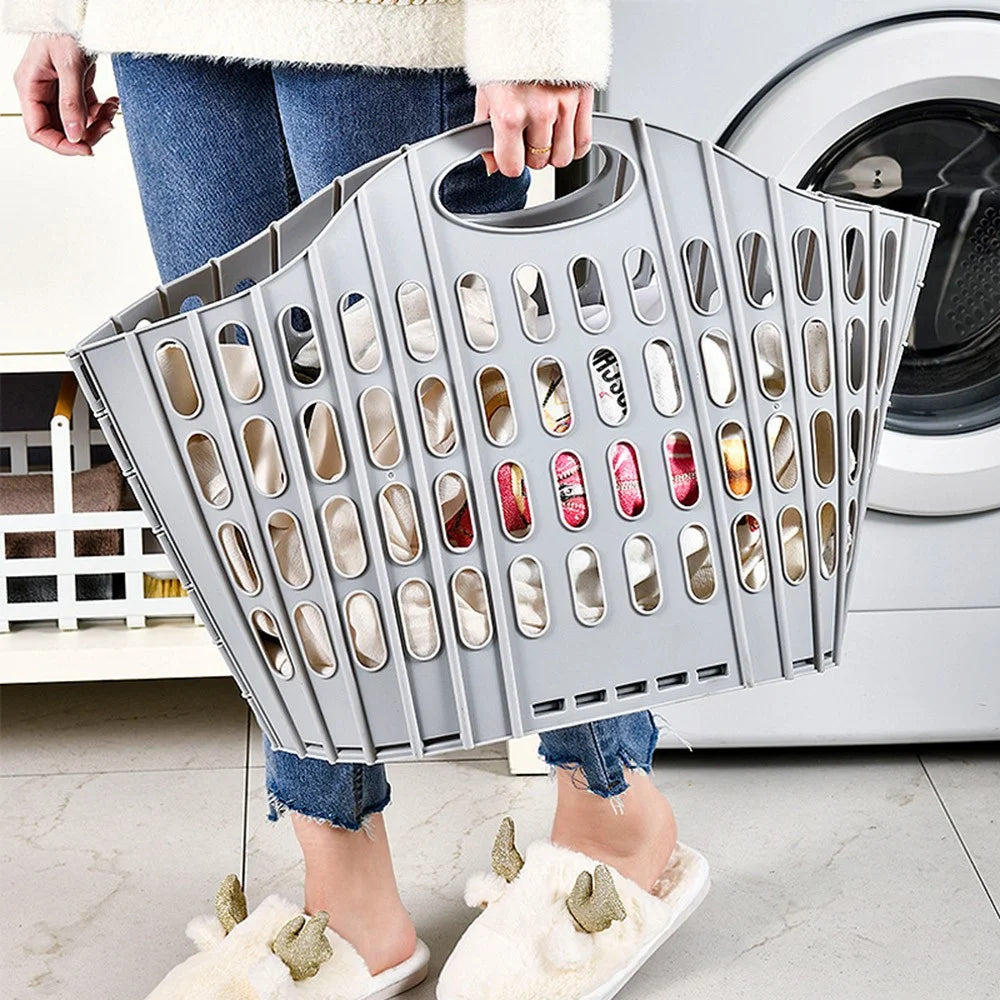 29x20x32cm Foldable Laundry Basket Bathroom Dirty Clothes Wall Mount Hanging Storage Bin with Handle - Grey - 5