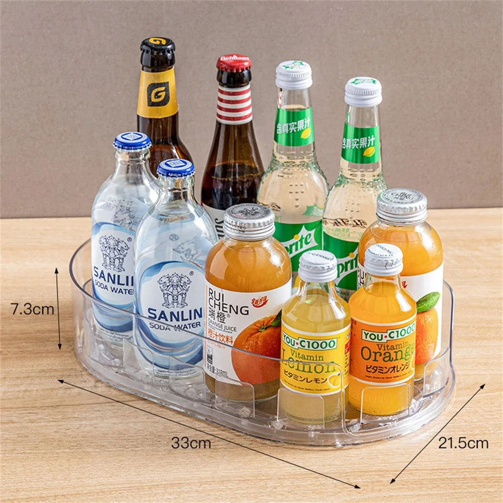 Kitchen 360 Degree Rotating Storage Rack Lazy Susan Turntable Organizer Rack for Refrigerator Condiment Storage - Transparent - 1