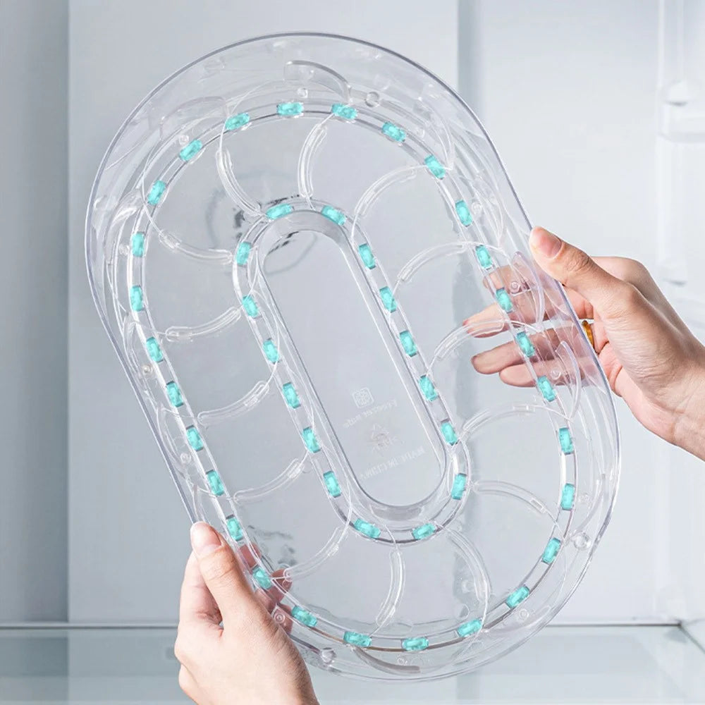 Kitchen 360 Degree Rotating Storage Rack Lazy Susan Turntable Organizer Rack for Refrigerator Condiment Storage - Transparent - 4