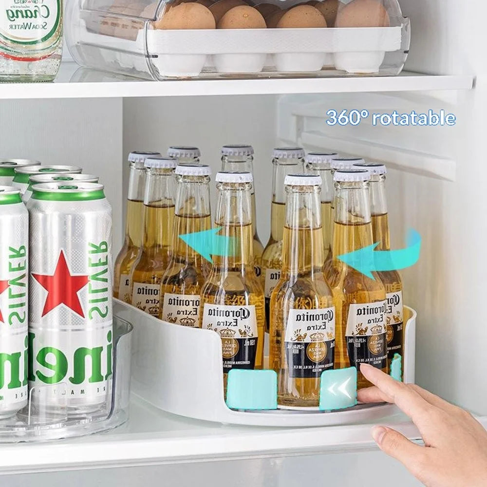Kitchen 360 Degree Rotating Storage Rack Lazy Susan Turntable Organizer Rack for Refrigerator Condiment Storage - Transparent - 5