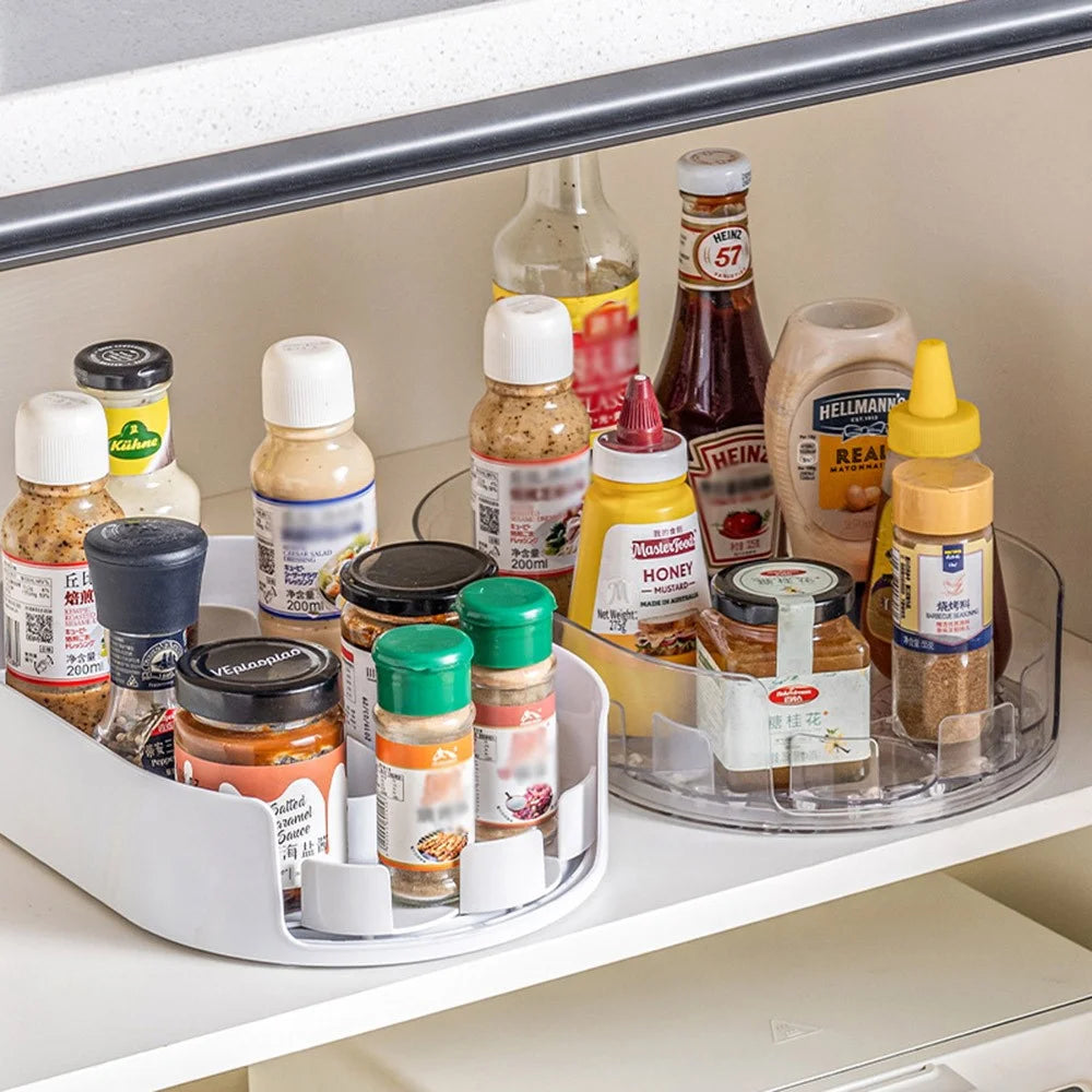 Kitchen 360 Degree Rotating Storage Rack Lazy Susan Turntable Organizer Rack for Refrigerator Condiment Storage - Transparent - 6