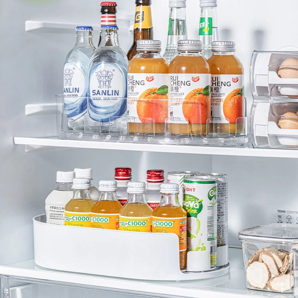 Kitchen 360 Degree Rotating Storage Rack Lazy Susan Turntable Organizer Rack for Refrigerator Condiment Storage - Transparent - 7