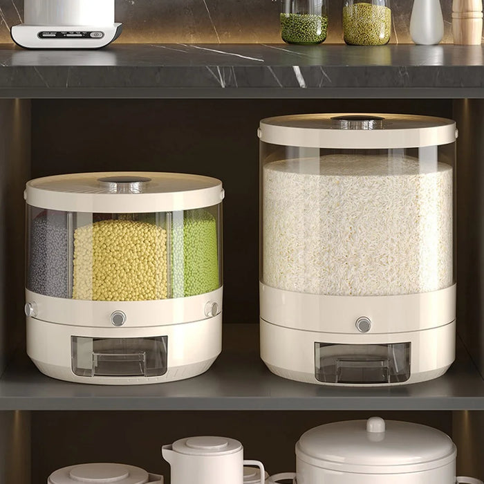 24.5x30cm Food Storage Container Large Capacity Transparent Pressing Rotating Cereal Rice Grain Dispenser (BPA-Free, NO FDA Certificate) - 3
