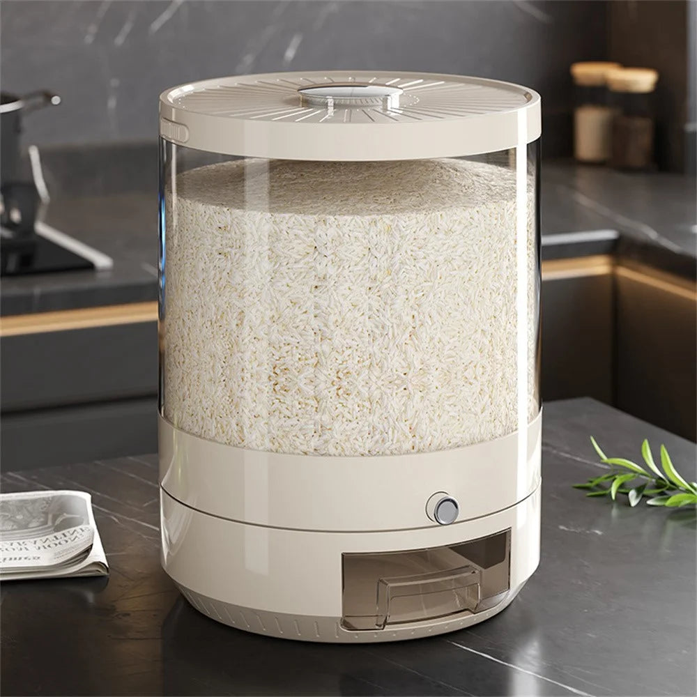 28.5x36cm Food Storage Container Large Capacity Transparent Pressing Rotating Cereal Rice Grain Dispenser (BPA-Free, NO FDA Certificate) - 1