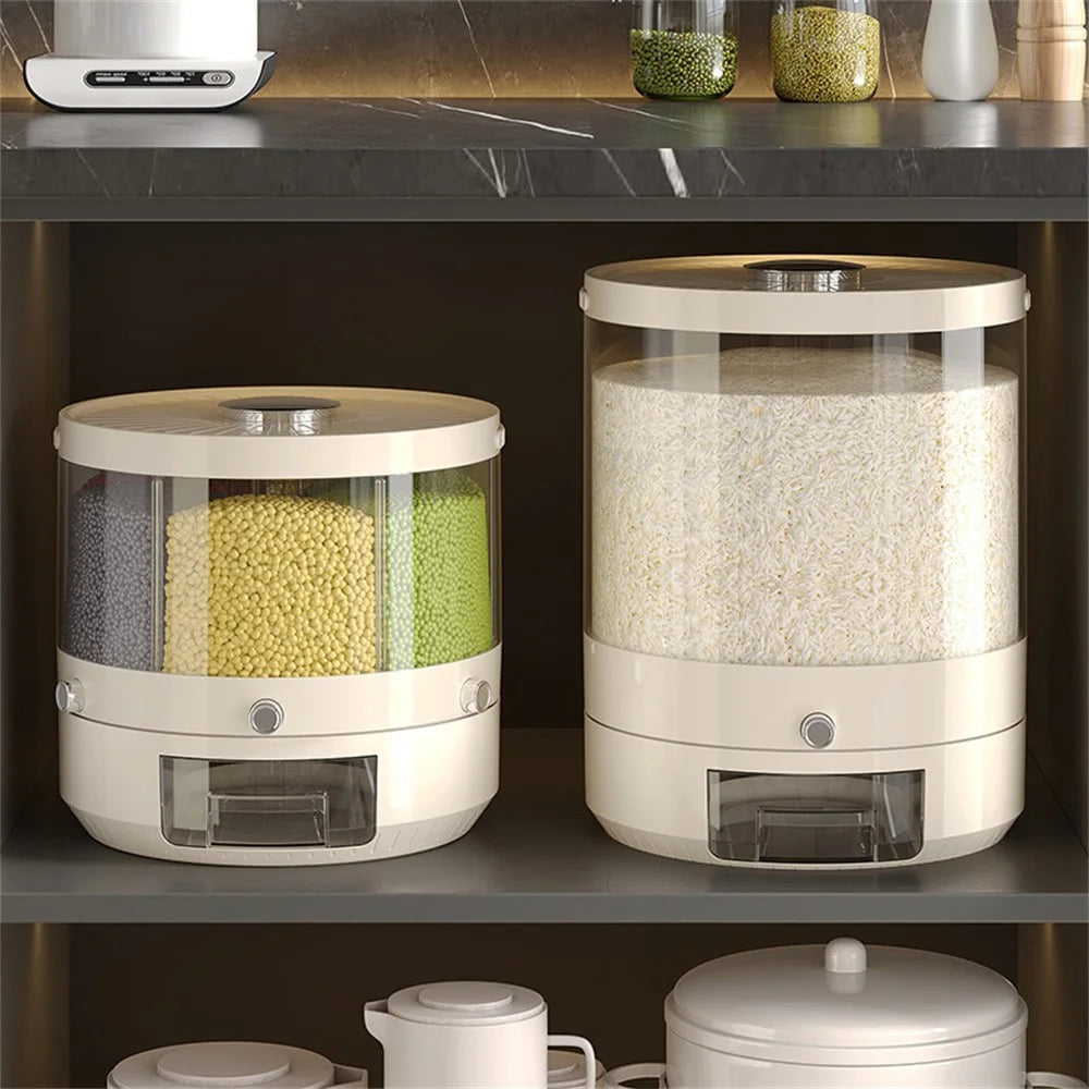 28.5x36cm Food Storage Container Large Capacity Transparent Pressing Rotating Cereal Rice Grain Dispenser (BPA-Free, NO FDA Certificate) - 3