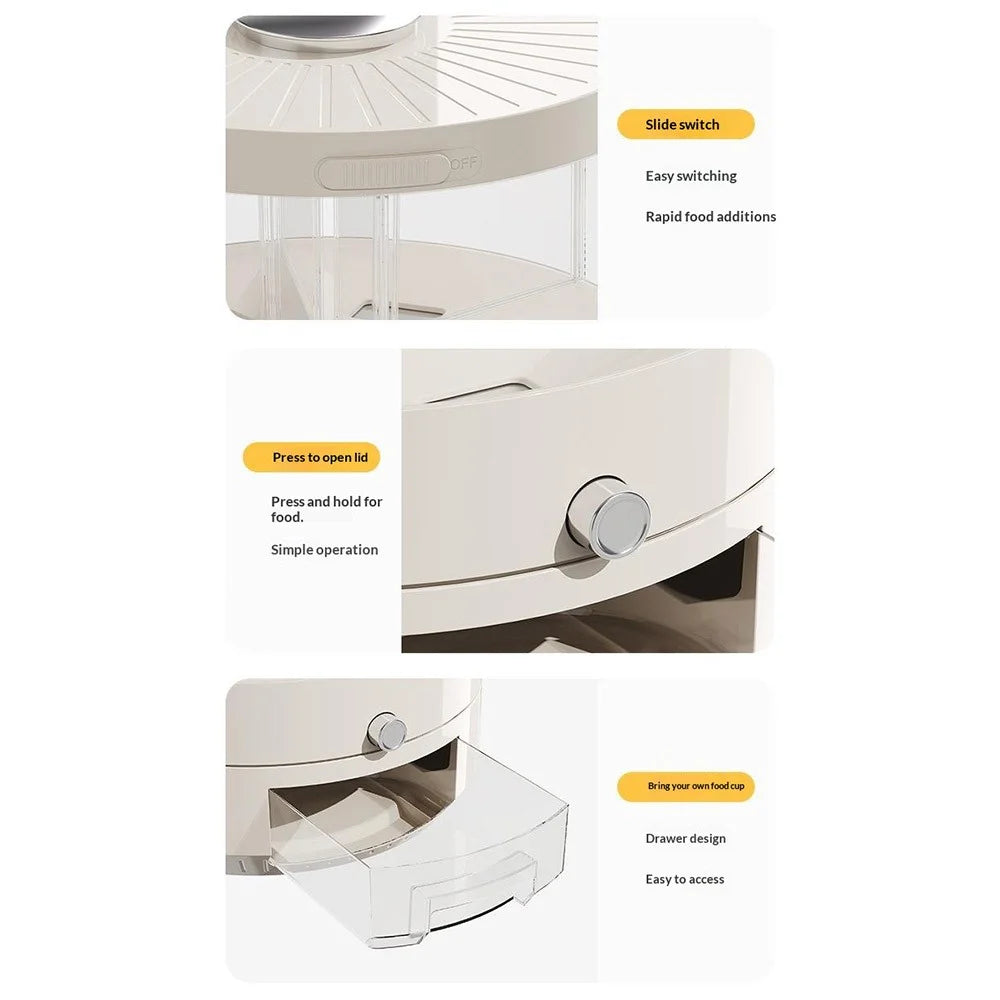 28.5x36cm Food Storage Container Large Capacity Transparent Pressing Rotating Cereal Rice Grain Dispenser (BPA-Free, NO FDA Certificate) - 4