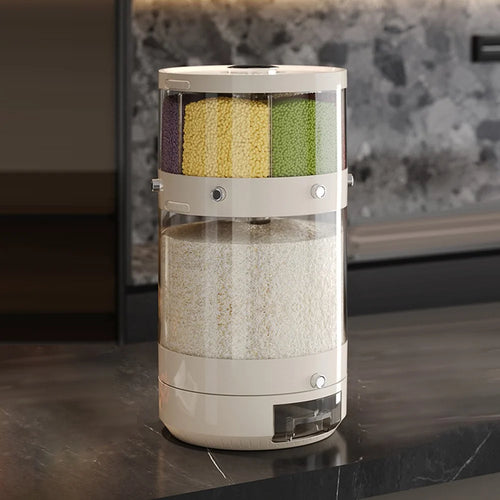 6-Grid 28.5x45.5cm Large Capacity 2-Layer Detachable Rice Container Food Storage Grain Bucket Press Grain Dispenser (BPA-Free, NO FDA Certificate) - 1
