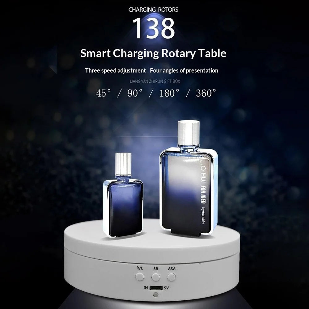 360 Degrees Rotation Adjustable Speed USB Rechargeable 2600mAh Electric Display Stand with Built-in Battery for Jewelry Photography - White - 2