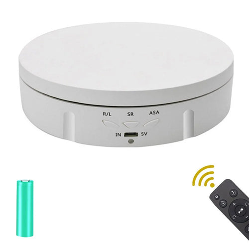 USB Remote Control 360 Degrees Rotating 2600mAh Rechargeable Turntable Display Stand with Built-in Battery for Jewelry Photography - Whit - 1