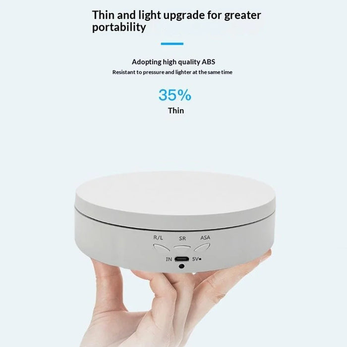 USB Remote Control 360 Degrees Rotating 2600mAh Rechargeable Turntable Display Stand with Built-in Battery for Jewelry Photography - Whit - 2