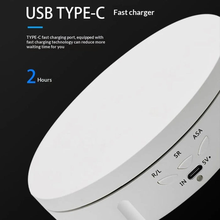 USB Remote Control 360 Degrees Rotating 2600mAh Rechargeable Turntable Display Stand with Built-in Battery for Jewelry Photography - Whit - 5