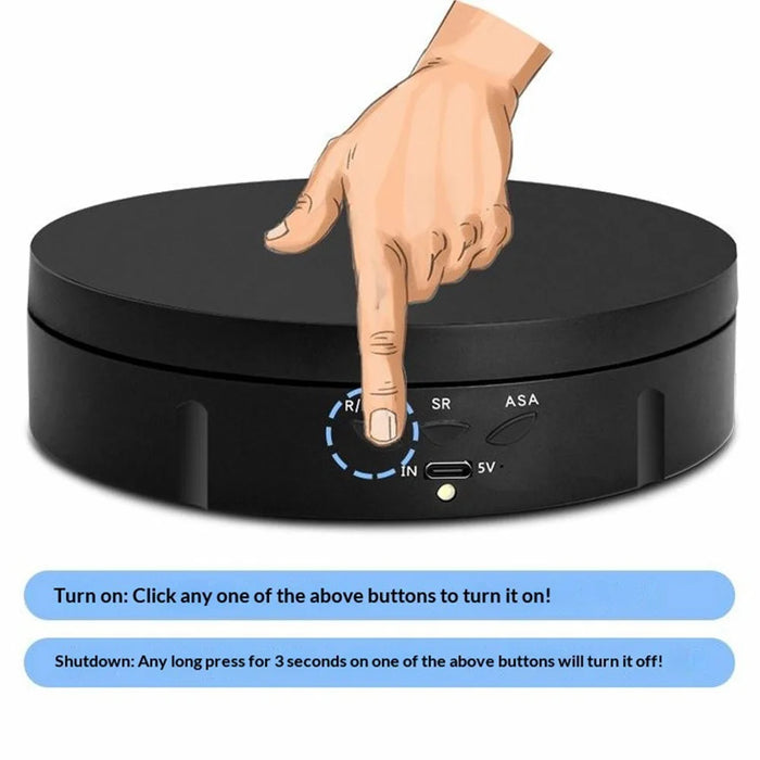 USB Remote Control 360 Degrees Rotating 2600mAh Rechargeable Turntable Display Stand with Built-in Battery for Jewelry Photography - Whit - 7