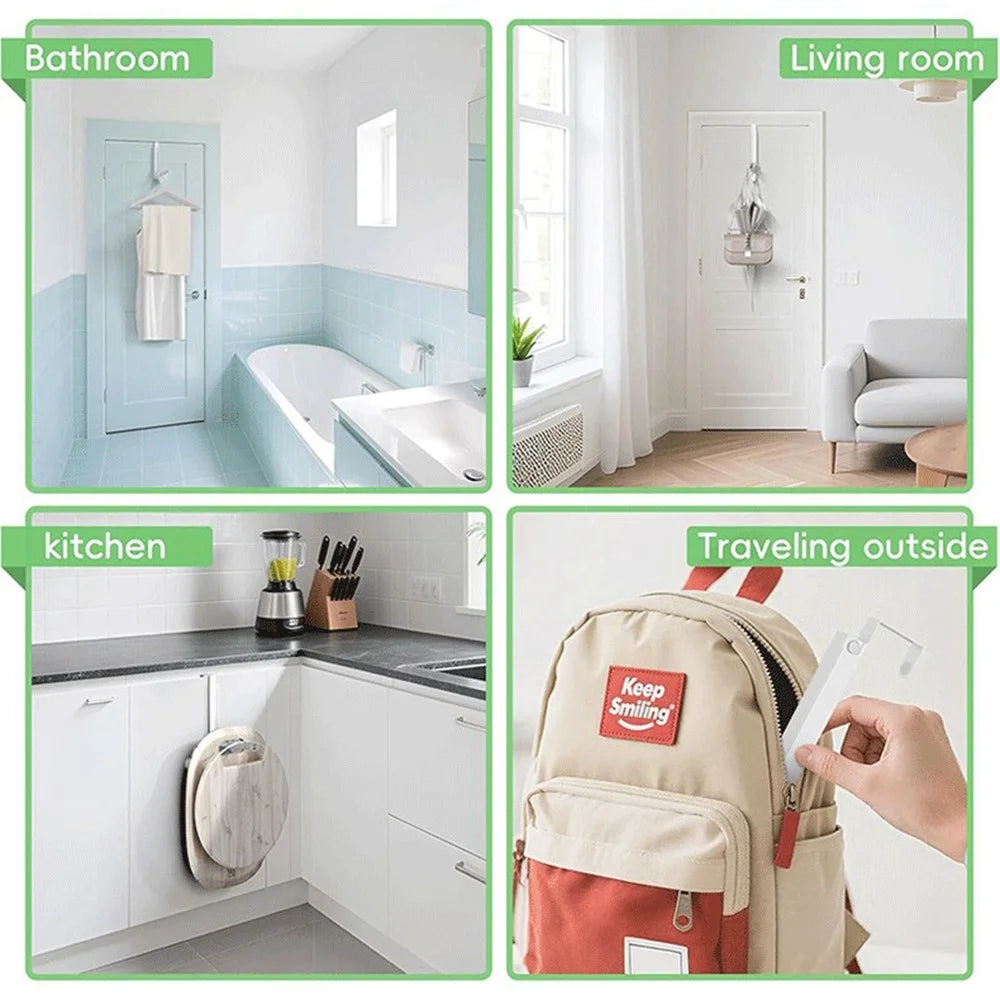 Foldable Over Door Hanging Rack 10 Hooks No Drill Extendable Organizer Clothes Hanger for Bedroom Bathroom - 7