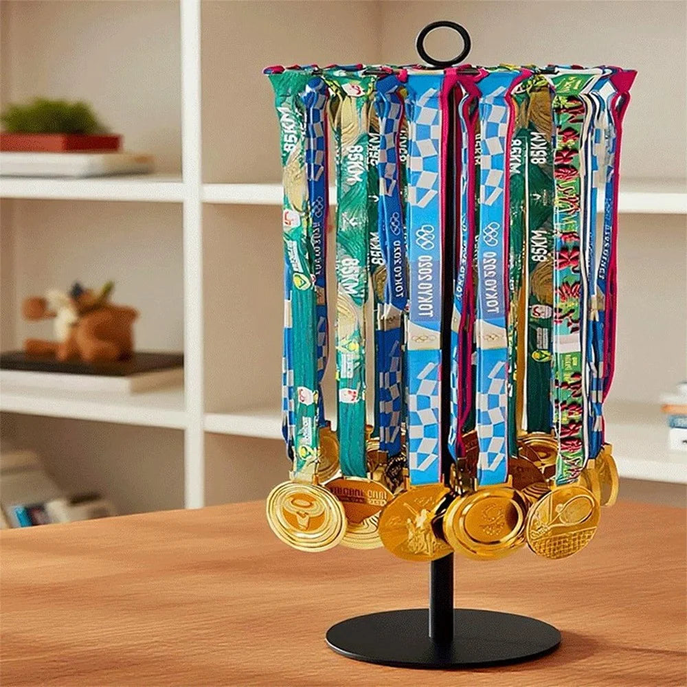 Adjustable Medal Display Stand 360 Degree Rotating Desktop Hanging Rack 40+ Medals Storage Rack for Sports Awards - 6